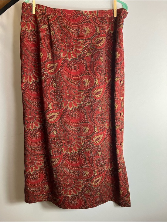 no brand Dresses & Skirts - Red Paisley Maxi Skirt with Gold Accents